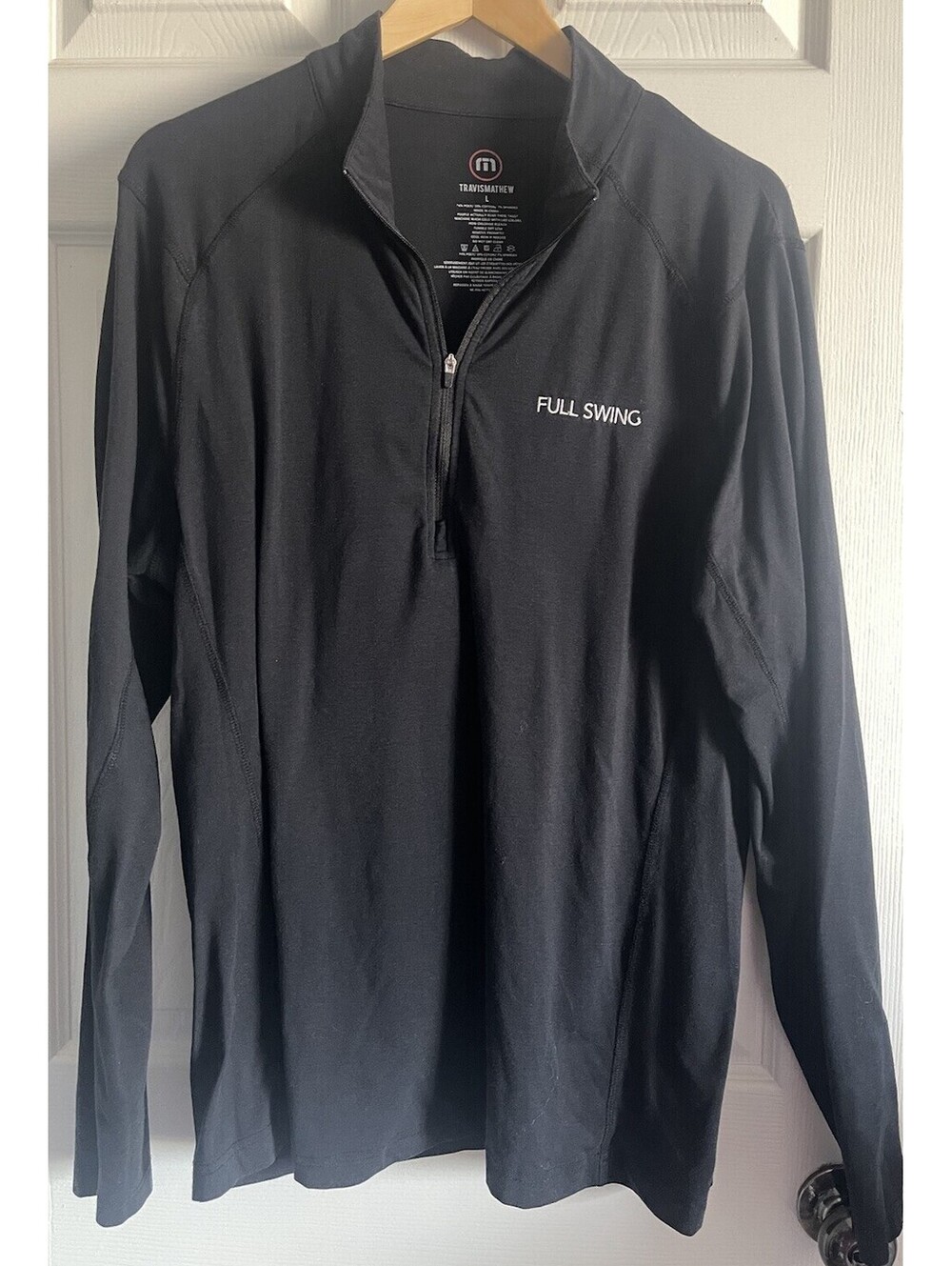 Travis Mathew  L 1/4 Zip Pullover Black Mock Neck Long Sleeve Stretch Full Swing